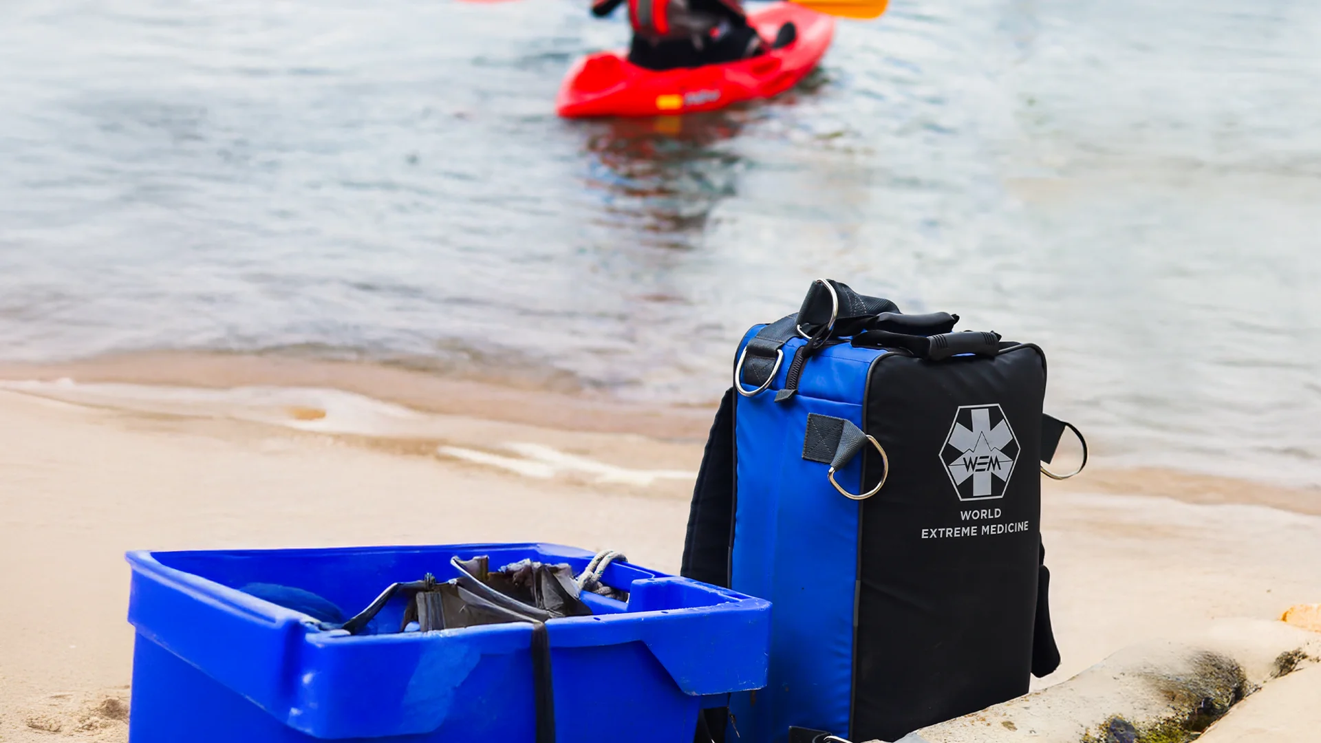 World Extreme Medicine medical kit prepared for use in a remote coastal environment