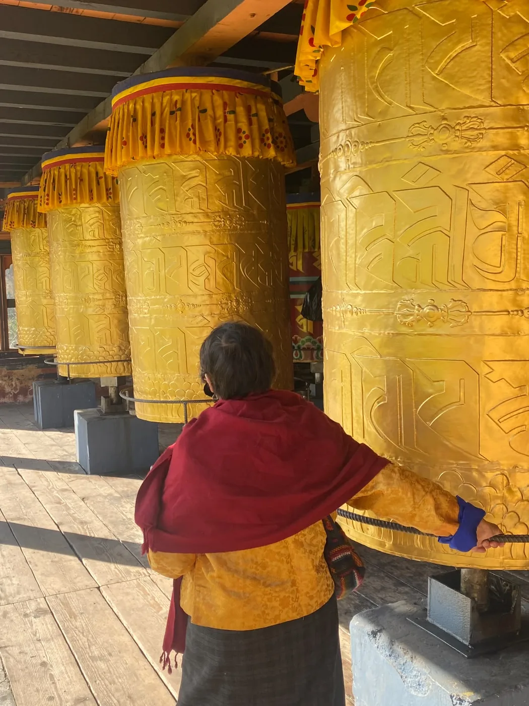 Prayer wheels in Bhutan